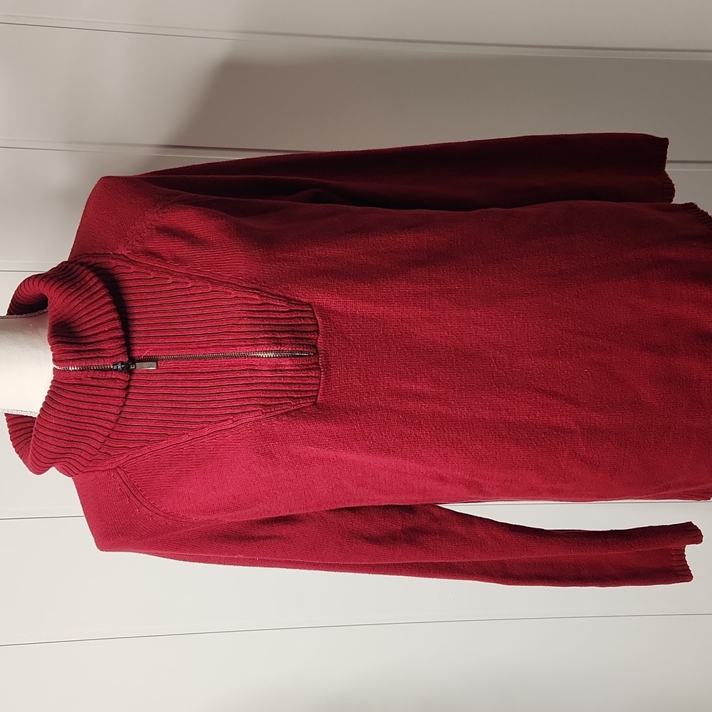 Eddie Bauer woman's  quarter zip shawl  collar pullover knit sweater Cotton xl
